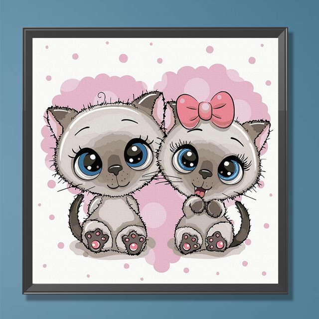 Cuadros Decorativos 5D bricolaje ronda completa taladro diamante pintura gato Kit decoración del hogar (DZ069) Wdftyju embutido en tela
