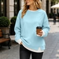 thumbnail image 5 of ClodeEU Women's Fake Two Piece Crewneck Long Sleeve Sweatshirt,Casual Loose Pullover Top ,Women's Plus S, 5 of 8