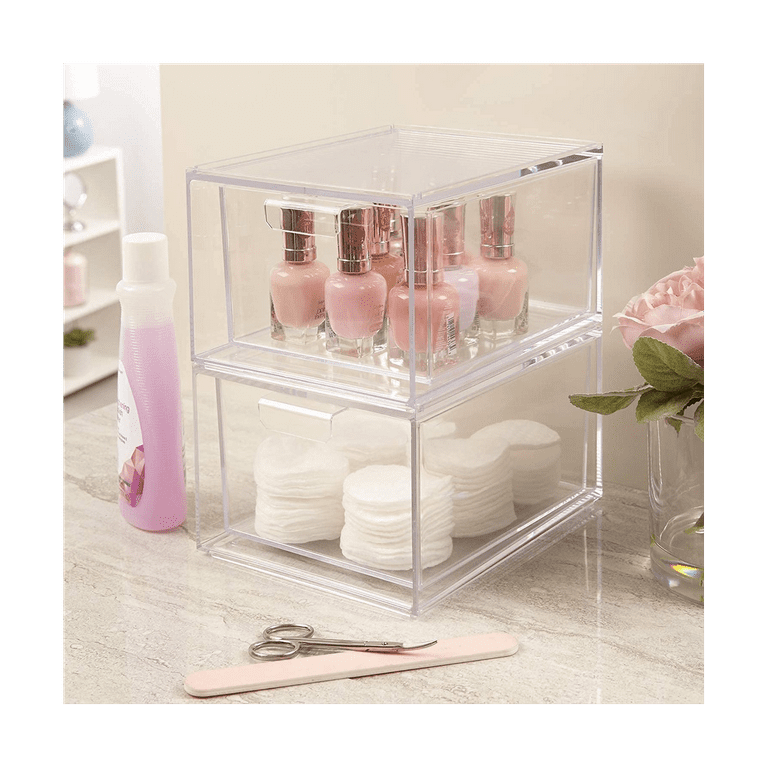 Stackable Clear Plastic Organizer Drawers 4.5-inches Tall Organize  Cosmetics And Beauty Supplies