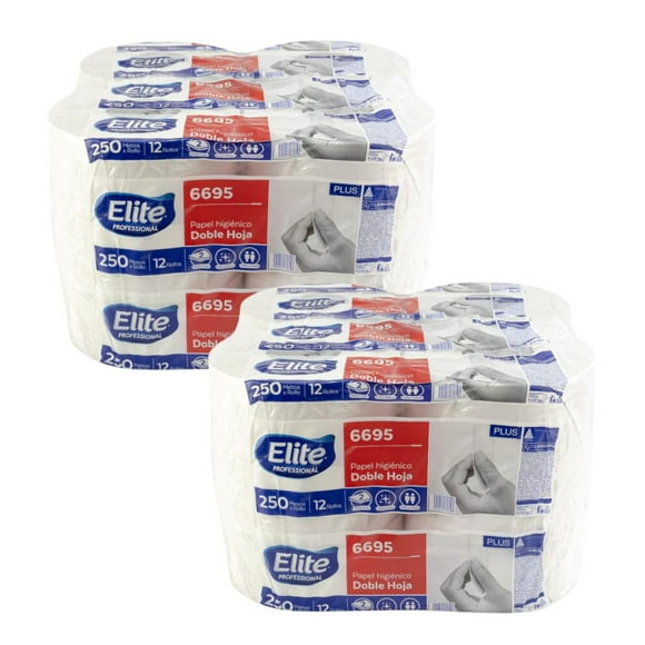 Papel Higiénico Elite 2 Paquetes de 12 Rollos de 250 m c/u