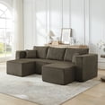 thumbnail image 3 of Muumblus U-Shaped Modular Sectional Sofa with 2 Movable Ottomans, Boneless Cloud Couch, No Assembly Sofa Set for Small Spaces, Living Room, Brown Corduroy, 3 of 7