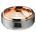 thumbnail image 2 of Tungsten North Dakota The Peace Garden State Band Ring 8mm Men Women Comfort Fit 18k Rose Gold Step Bevel Edge Brushed Polished, 2 of 4