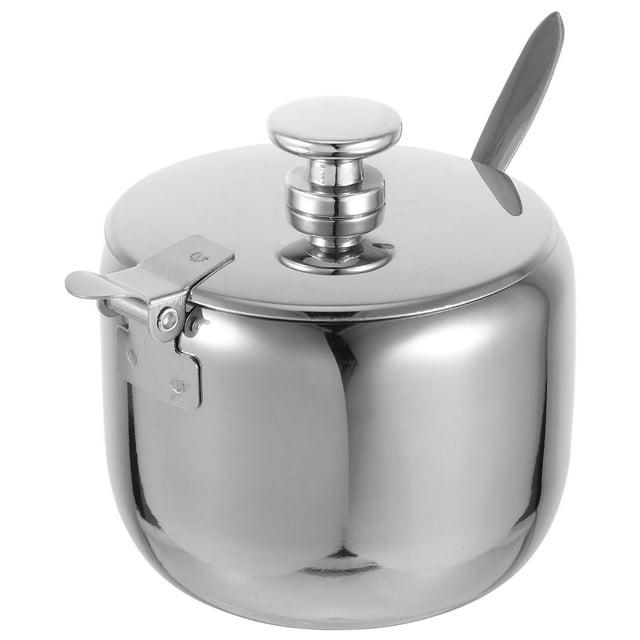 Miangastore Bol à Condiments en Acier Inoxydable avec Couvercle et Cuillère Récipient à Sucre Rond Récipient à Condiments pour Cuisine Café et Thé pour Maison 250ml
