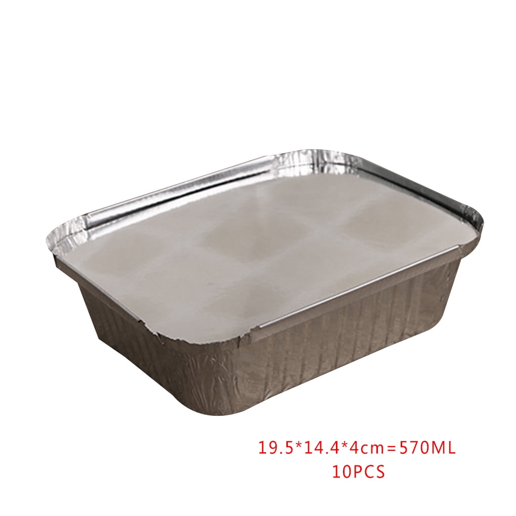 10Pcs Rectangular Tin Foil Tray Disposable Food Container BBQ Cake