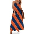thumbnail image 2 of Diagonal Stripes: Orange & Navy Blue Sleeveless Dress evening dress summer outfits for women prom dress, 2 of 6