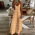 thumbnail image 4 of Classic Pumpkin Orange and White Gingham Check Pattern Sleeveless Dress dress elegant women's dresses for wedding, 4 of 6