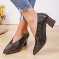 thumbnail image 3 of Xucatan Women's Croc Embossed Pointed Toe Pumps with Ankle Strap, Vintage Low Heel Dress Shoes with Shallow Mouth, Comfortable Slip On Heels for Daily Walking and Formal Wear Gift, 3 of 8