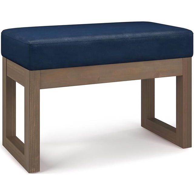 Pemberly Row Pouf Repose-Pieds de 26 Pouces en Similicuir Bleu Foncé