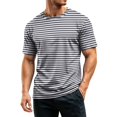 thumbnail image 5 of Mfakffe Shirts For Men Casual Striped T-Shirts Short Sleeve Crewneck Basic Tee, 5 of 5