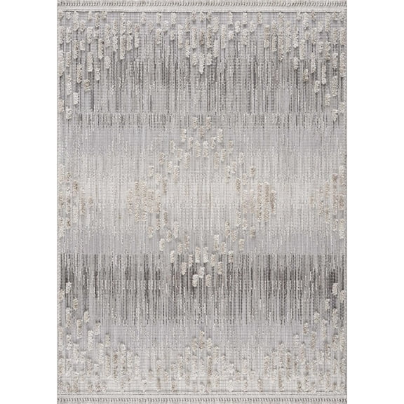 Boutique Rugs Poydras Farmhouse High Low Textured Shag Area Rug - Boho Moroccan Geometric Carpet for Living Room, Bedroom - Charcoal, Peach, Light Gray - 7'10" x 10' (8x10)