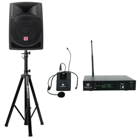 Rockville RPG12 12 Powered 800 Watt 2-Way PA Speaker System+Headset Microphone