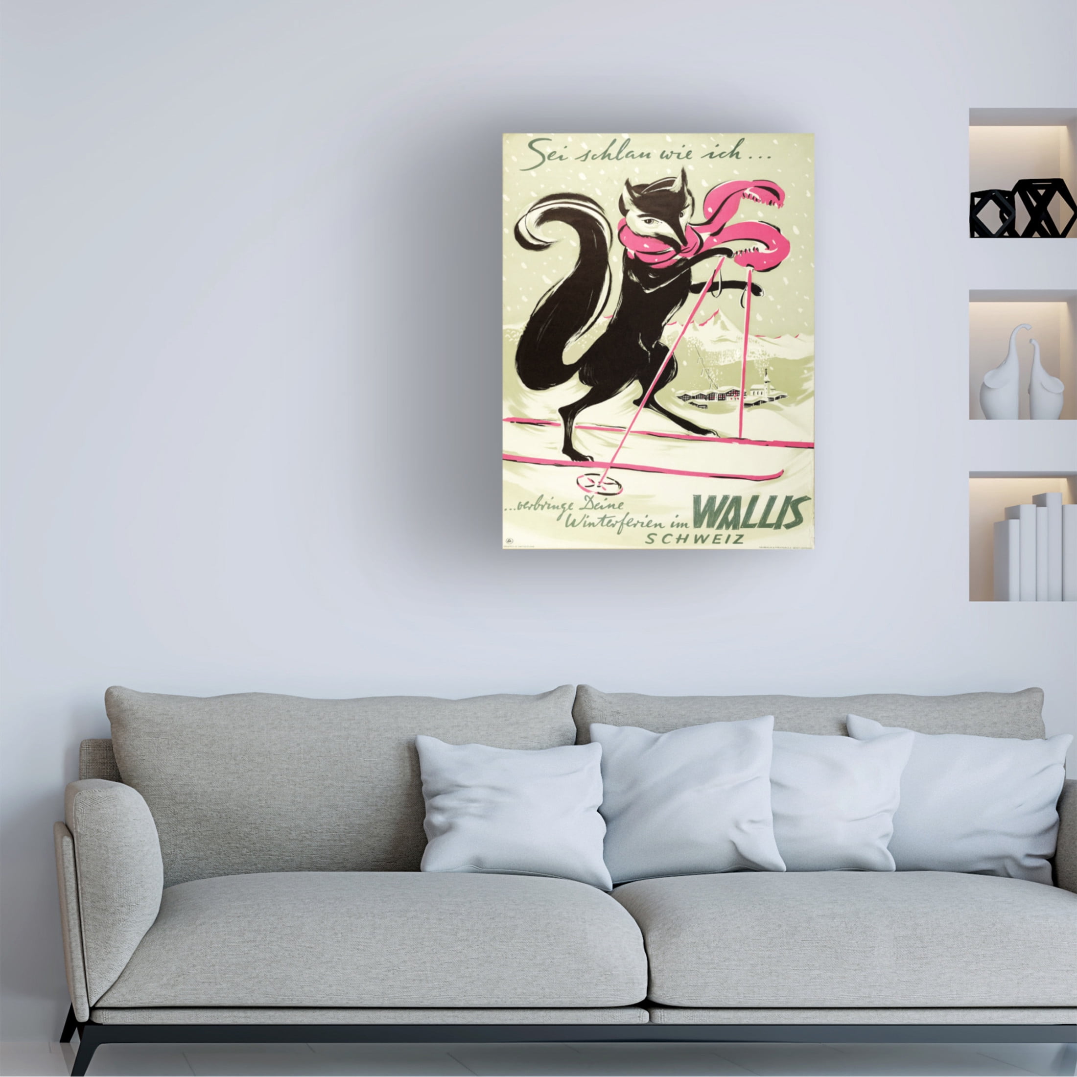 Canvas Wall Art - Vintage Apple Collection 'Swiss Ski Poster' Wall Art for Living Room, Bedroom, or Office Décor by Trademark Fine Art - 18 x 24 Inches