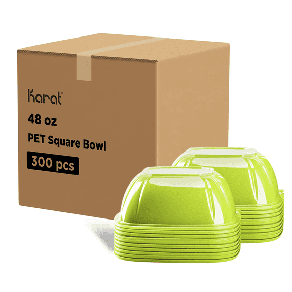 Karat 48 oz PET Square Bowl (Green) - 300 ct