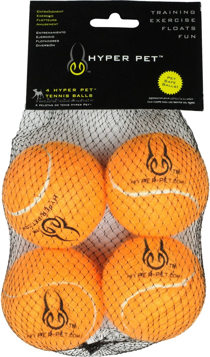 Hyper Pet Tennis Balls, Dog Fetch Toys, Grade A Rubber Ball, Orange, 4 Count
