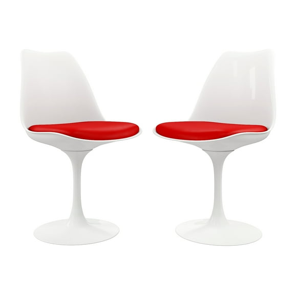 Modholic Tulip Swivel Side Chair, Red (Set Of 2)