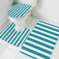 thumbnail image 3 of Teal Striped Bath Mat 3 Piece Bathroom Rug Set, Simple Art Vertical Stripe Farmhouse Non Slip Bath Rug Contour Mat and Toilet Lid Cover, Absorbent Shower Mats Soft Bath Rugs and Mats Sets, 3 of 8