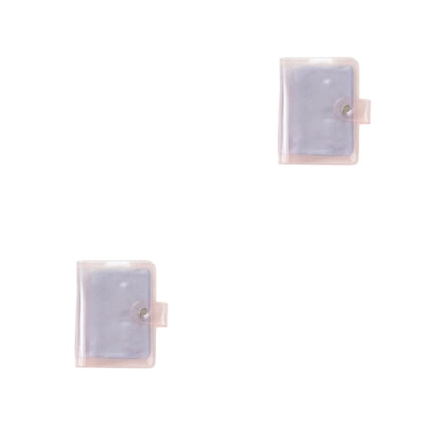 Yuarrent Mini soporte pequeño para álbumes, almacenamiento de doble cara, fotos conmemorativas, colección transparente, lentejuelas Rosado Rosado 2piezas