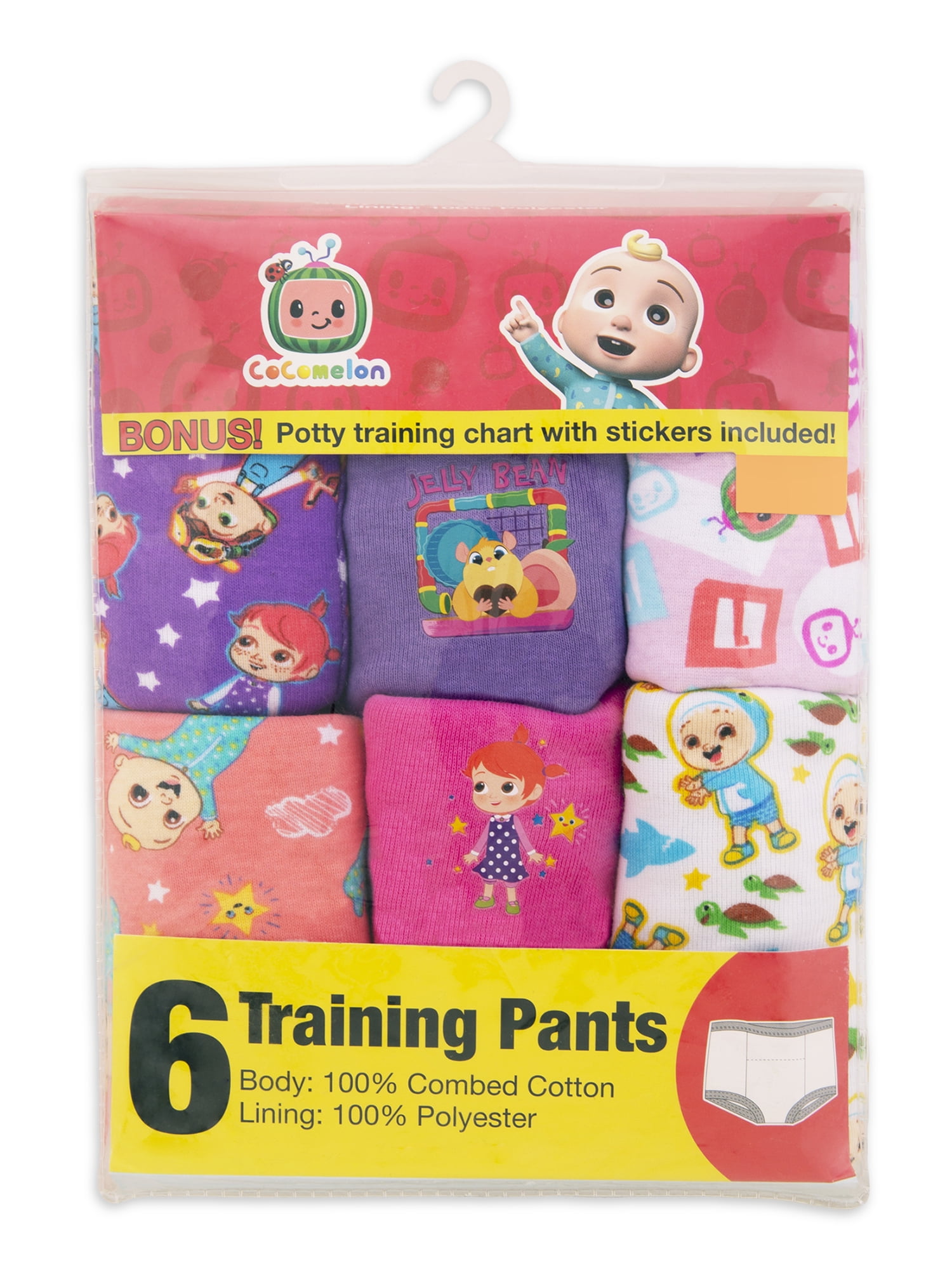 Cocomelon Toddler Girls Training Pants, 6 Pack, 2T-3T 