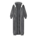 thumbnail image 4 of WRKEKC Women's Solid Color Sherpa Jacket Toggle Button Faux Shearling Coat Loose Fit Plush Warm Winter Outerwear for Cold Weather Fashion Gray 4XL, 4 of 4