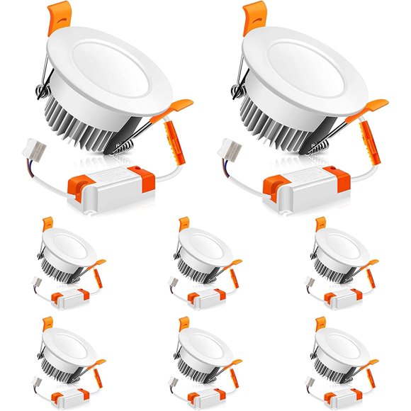 2 Inch Recessed Dimmable Downlight, 3W(35W Halogen Equivalent), 4000K Nature White, CRI80, LED Ceiling Light with LED Driver for Living Room, Hallway, Stairwell, Museum, Showroom, 8 Pack