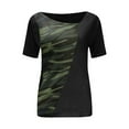thumbnail image 3 of Outfmvch T Shirts for Women for Short Sleeve Summer Fashion Casual Printed Tee Shirt Block T Shirts Ladies S Womens Tops Army Green, 3 of 4
