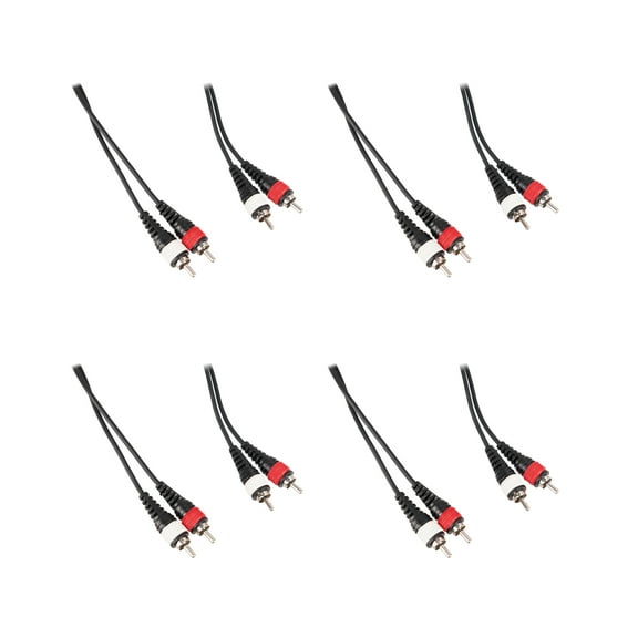 4 Rockville RCDR10B 10' Dual Mono RCA to RCA Patch Cable 100% Copper