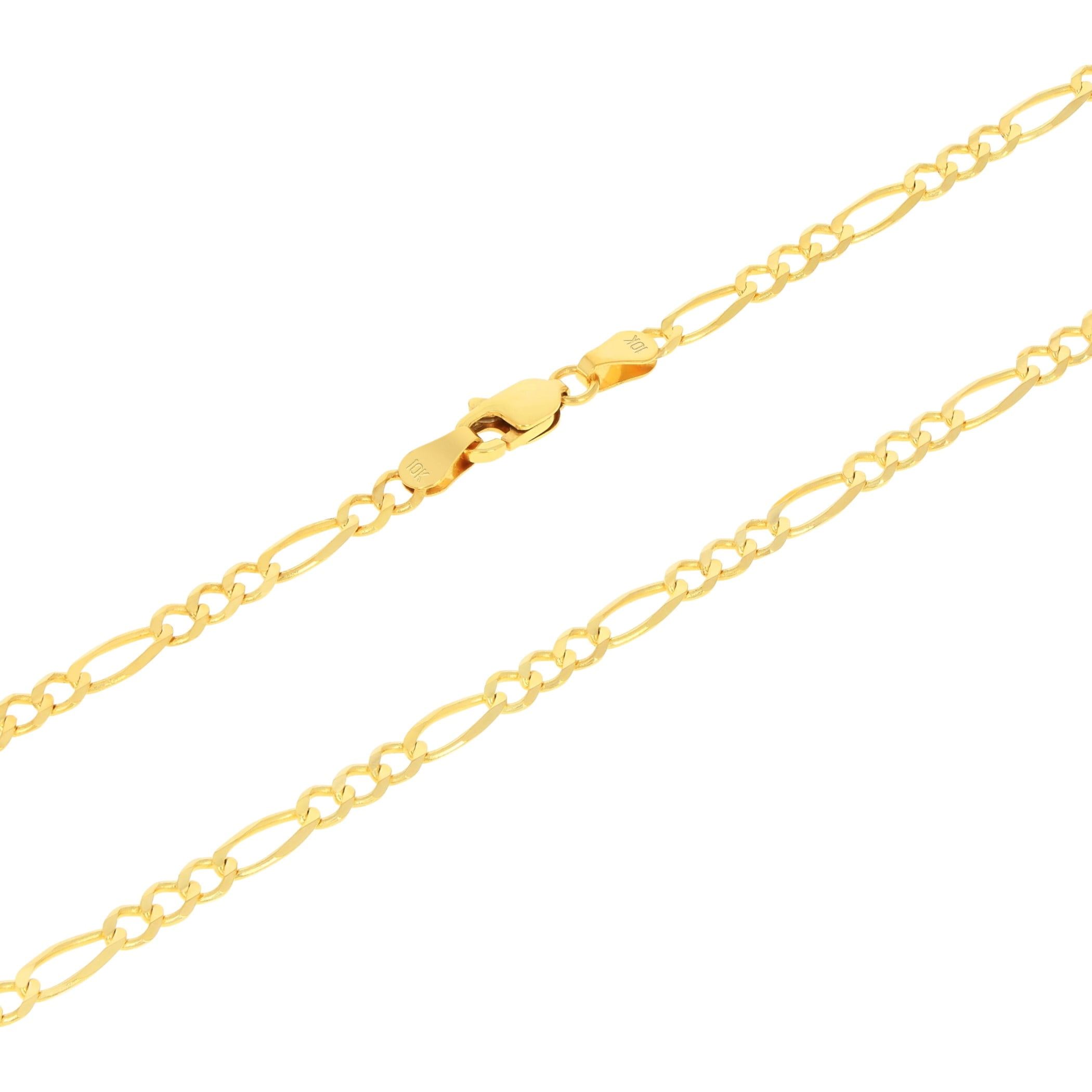 Nuragold 10k Real Yellow Gold Solid Figaro Link 3.5mm Chain Bracelet (7"-9") Italian Jewelry for Men & Women