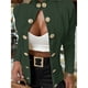 thumbnail image 5 of Cárdigan de Punto con Estampado de Rombos para Mujer, Abrigo Corto Ligero, Cuello Alto, Larga, Botones Metálicos, Chaqueta de Otoño Verde S, 5 of 8