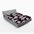 thumbnail image 2 of Ambesonne Vintage Fitted Sheet, Floral Wild Boho Flowers, Queen Size, Dark Maroon and Pale Salmon, 2 of 5