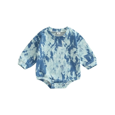 

Arvbitana Infant Baby Girl Boy Pullover Romper Top Tie-dye Bodysuit Long Sleeves Playsuit Jumpsuit Clothes 0-24 M
