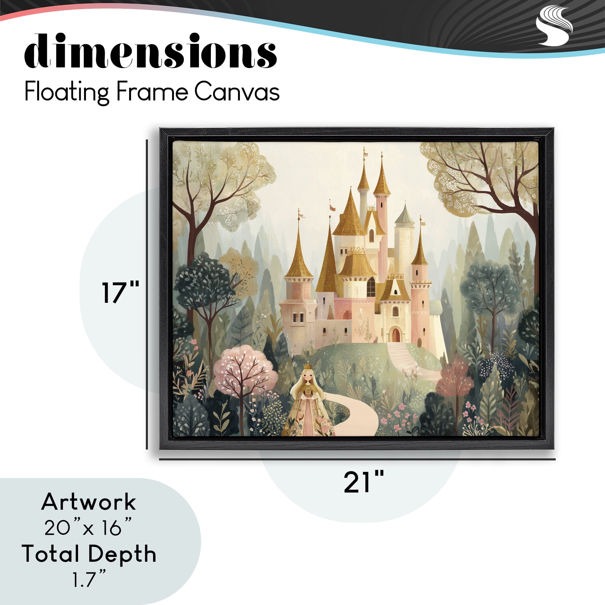 Stupell Industries Whimsical Castle Path Black Framed Floater Canvas Wall Art, design by Christine Simpson Art