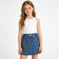 thumbnail image 2 of Shadoumai Denim Flared Skort for Toddler Girls Playful Pleated Mini Jean Skirt with Built-In Shorts, 2 of 8