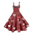 thumbnail image 5 of Valentines Day Sleeveless A-line Dress with Heart Print Adjustable Straps Lightweight Evening Prom Party Dress Deep Red 2XL, 5 of 5