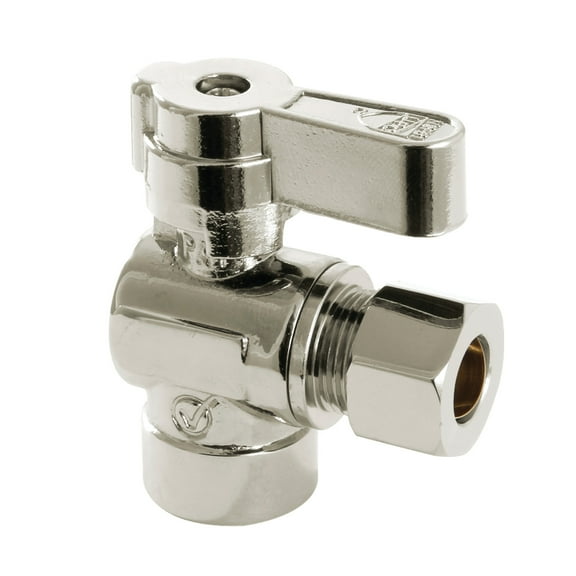 Kingston Brass KF4320PN 1/2" Sweat x 3/8" OD Comp Angle Stop Valve, Polished Nickel