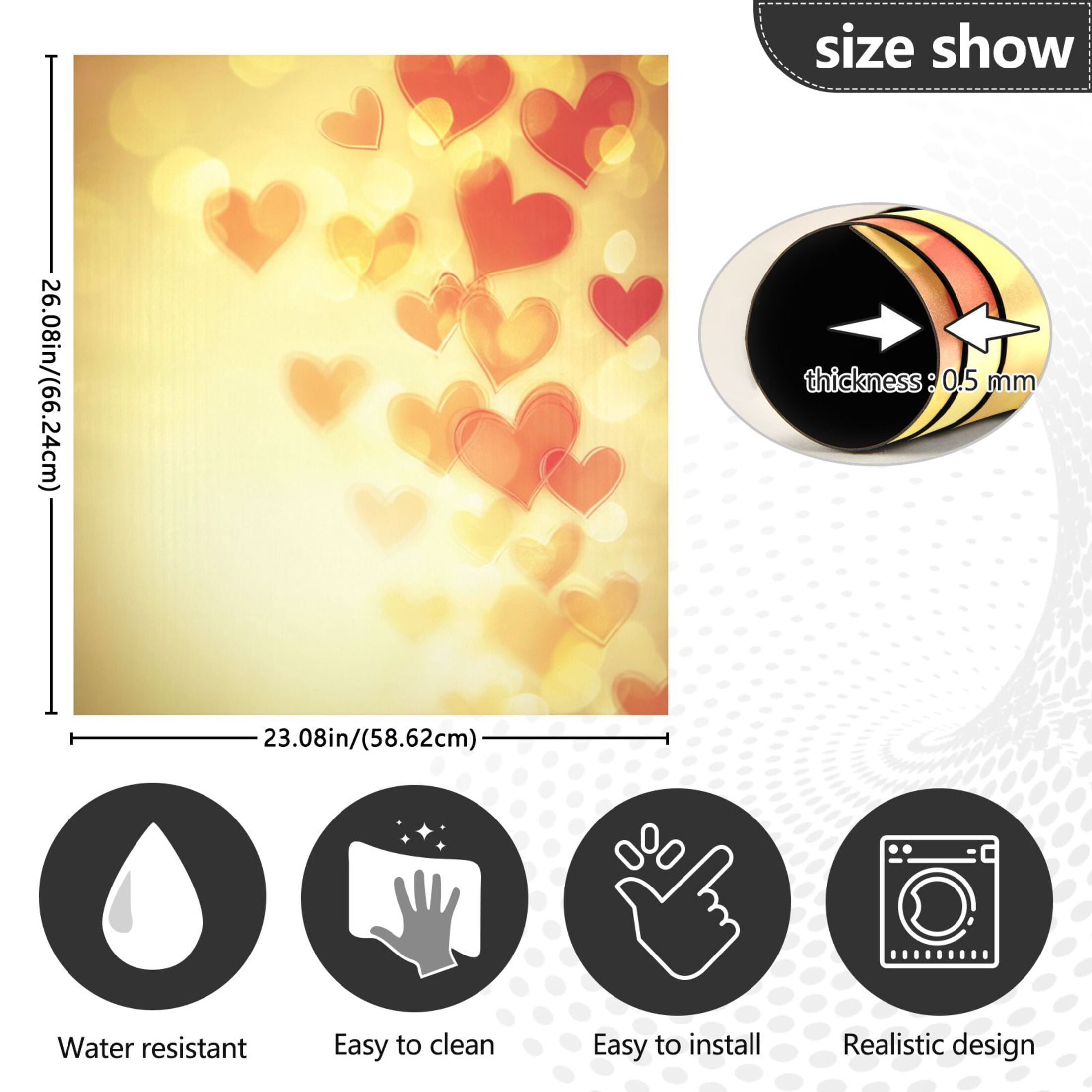 Dishwasher Magnetic Sticker 23x26 Inch Refrigerator Magnetic Sticker Washing Machine Magnetic Sticker Kitchen Panel Magnetic Sticker Home Decor Yellow Beautiful Heart Pattern