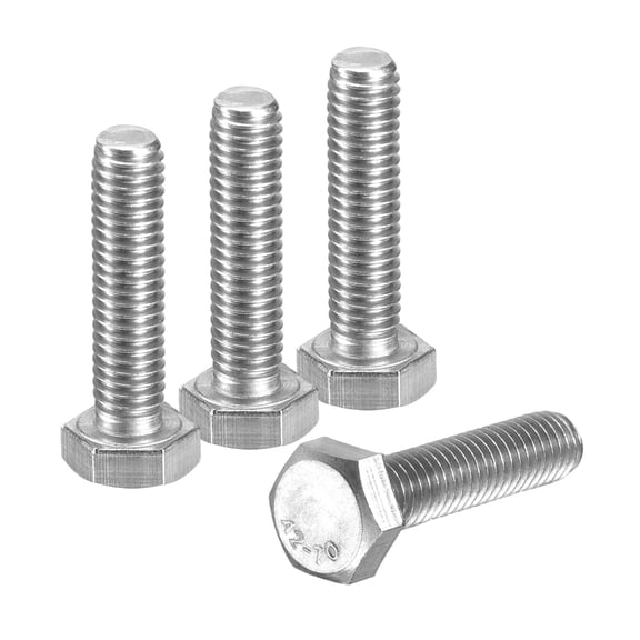 4Pack M6-1 x 25mm Left Hand Hex Head Bolt, 304 Stainless Steel Reverse Fully Threaded  Fastener Screws Bolts for Machinery, Automobiles and Construction