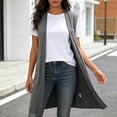 thumbnail image 2 of Women Cardigan Long Sweater Vests Sleeveless Open Front Tunic Vest Long Tops Light Weight Cardigan Grey S, 2 of 6