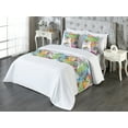 thumbnail image 3 of Chamomile Bed Runner Set, Vintage Rainbow Colors Flowers Pattern on Watercolor Hues Backdrop, Decorative Bedding Scarf & 2 Pillow Shams for Hotels Homes, King, Lime Green White Mauve, by Ambesonne, 3 of 3