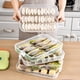 thumbnail image 5 of Bandeja de almacenamiento de alimentos con tapa para estante de refrigerador Organizador de bolas de masa apilable de 3 niveles, 5 of 8