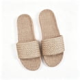 thumbnail image 6 of Samdudou Plus Size Slide Sandals for Women Woven Single Band Flat Slip On Shoes Braided Texture Jute Style Sole Minimalist Open Toe Footwear for Lounging, 6 of 7