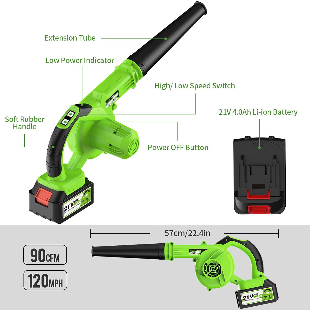 Huepar RC3003 - Leaf Blower Cordless