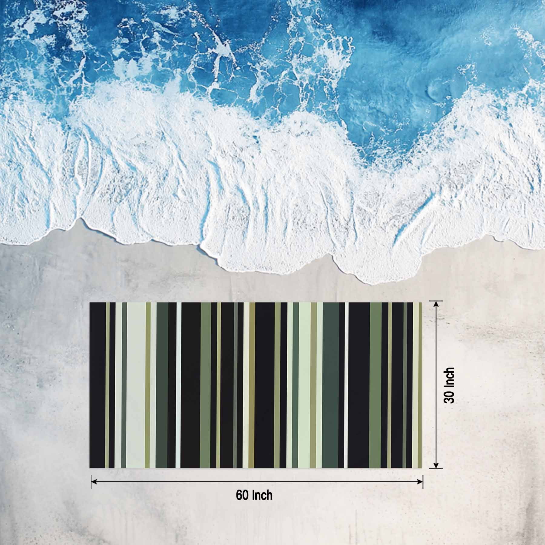 Green Black Retro Stripe Beach Towels Blanket Soft&Absorbent Quick Dry Microfiber Minimalist Geometric Pattern Pool Towels for Swimming ,Yoga, Sports, Gym, Camping,Large 30X60in,