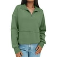 thumbnail image 5 of Women Sweatshirt Casual Long Sleeve Half Zip Pullover Lightweight Casual Loose Fashion Sweatshirts Green M, 5 of 6