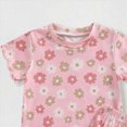 thumbnail image 5 of Kaprioy Girls Summer Clothes Pajamas Toddler Baby Girls Summer Outfits Daisy Ruffle Short Sleeve T-Shirts Tops Floral Shorts 2Pcs Clothes Set, 5 of 6