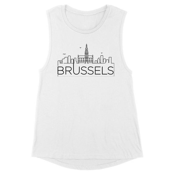 Skyline Brussels Belgium Women's Muscle Tank Large White