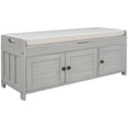thumbnail image 3 of Harper & Bright Designs Entryway Storage Bench with Cushion Woodenb Shoe bench with Seat, 3 Shutter-shaped Doors, Hidden Storage Space, Gray Wash, 3 of 9
