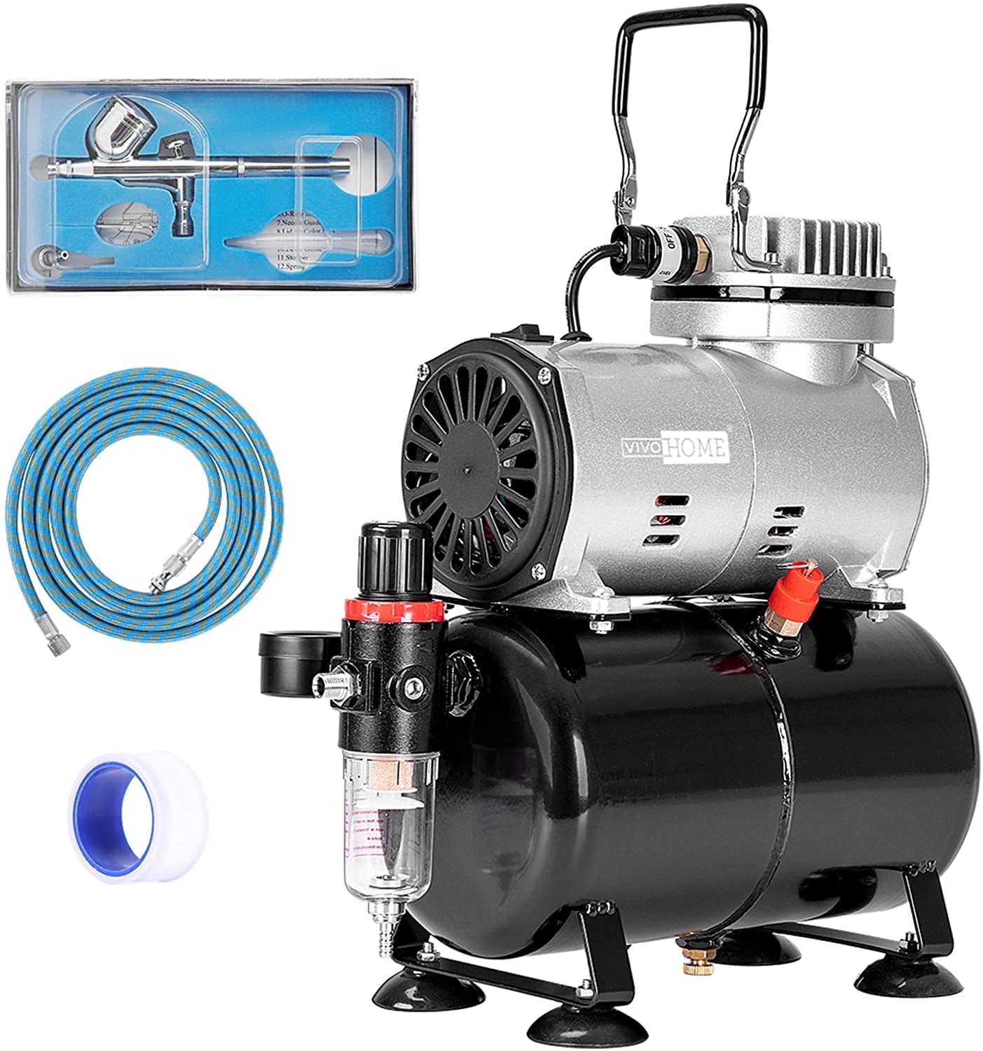 SPECSTAR 110-120V Professional Airbrushing Paint System with 1/5 HP Air Compressor and 1 Airbrush Kit for Tattoo Makeup Shoes Cake Decoration