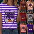 thumbnail image 5 of YDFCWXW Women's Halloween 'SPOOKY VIBES' Graphic Short Sleeve T-Shirt - Cute Round Neck Casual Tee for Spooky Season Orange, S, 5 of 7