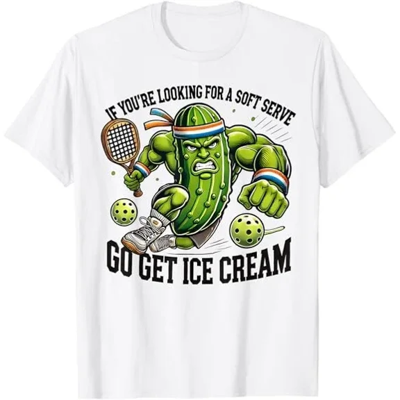 Hot Trending Funny Pickleball Lover Pun With A Pickle Playing Pickle Ball T-Shirt S-5Xl Birthday Gifts; For Men & Women