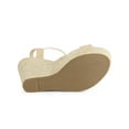 thumbnail image 5 of BLISSFUL STEP Women's Sandals Espadrille Wedge Open Toe Ankle Strap Platform Heels Beige 8.5, 5 of 8